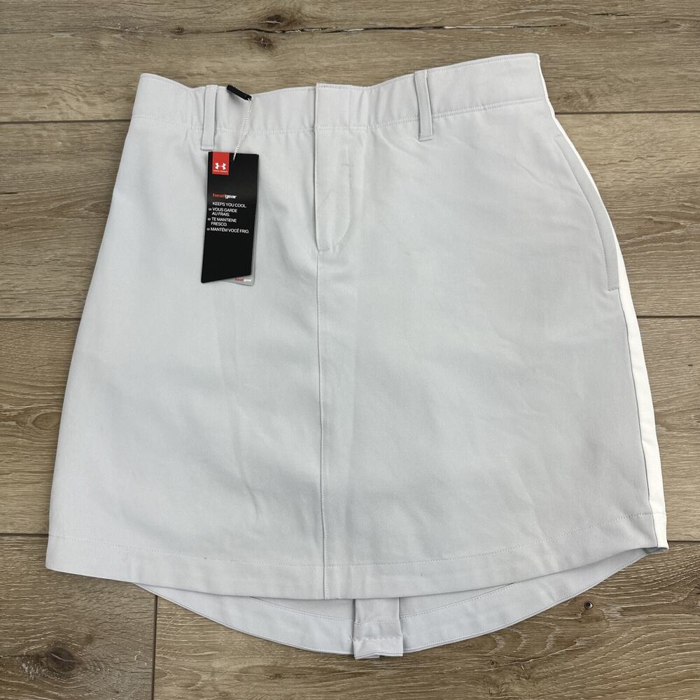 NWT Under Armour Golf Women's UA Links Skort Gray & White XS Extra Small Pockets